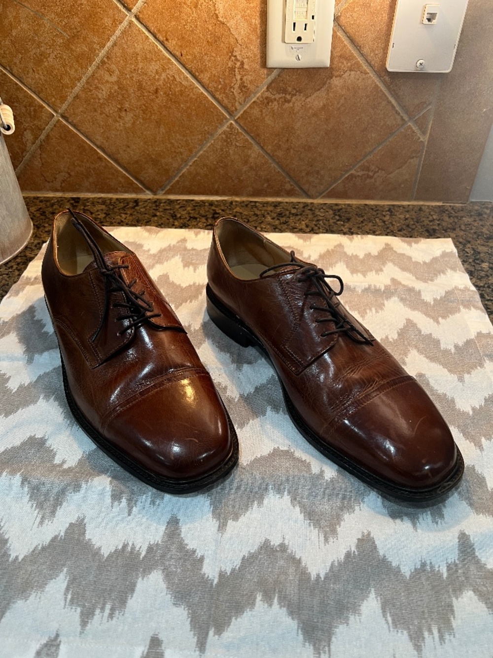 Johnston & Murphy J.Murphy Novick Men's Brown Leather Oxford Shoes - Size 9.5M